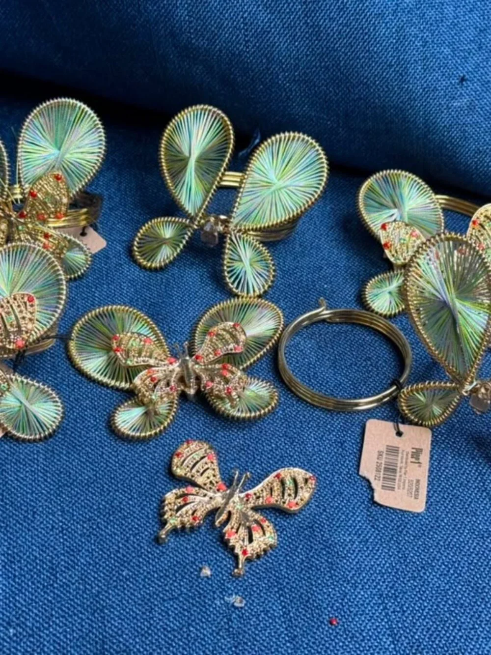 Pier 1 Imports Butterfly Napkin Rings 11pc Craft Repair Lot Indonesia 3.5